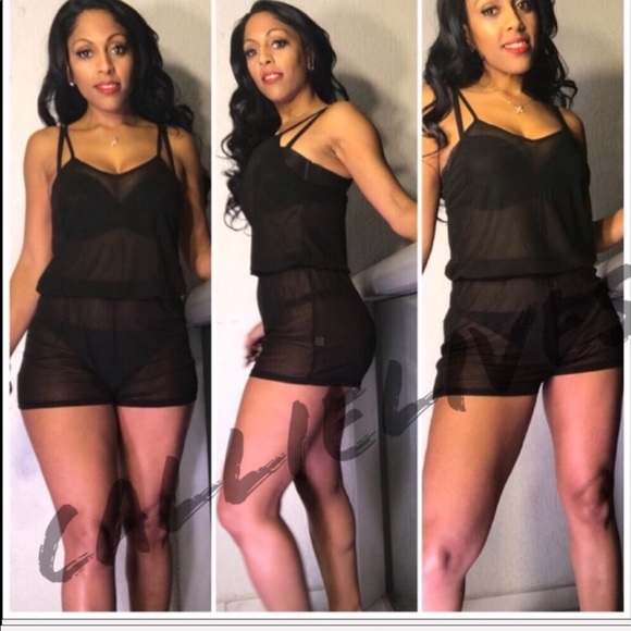 Xena Cami: Romper Shorts mesh Sheer Sexy Jumpsuit - Picture 2 of 8
